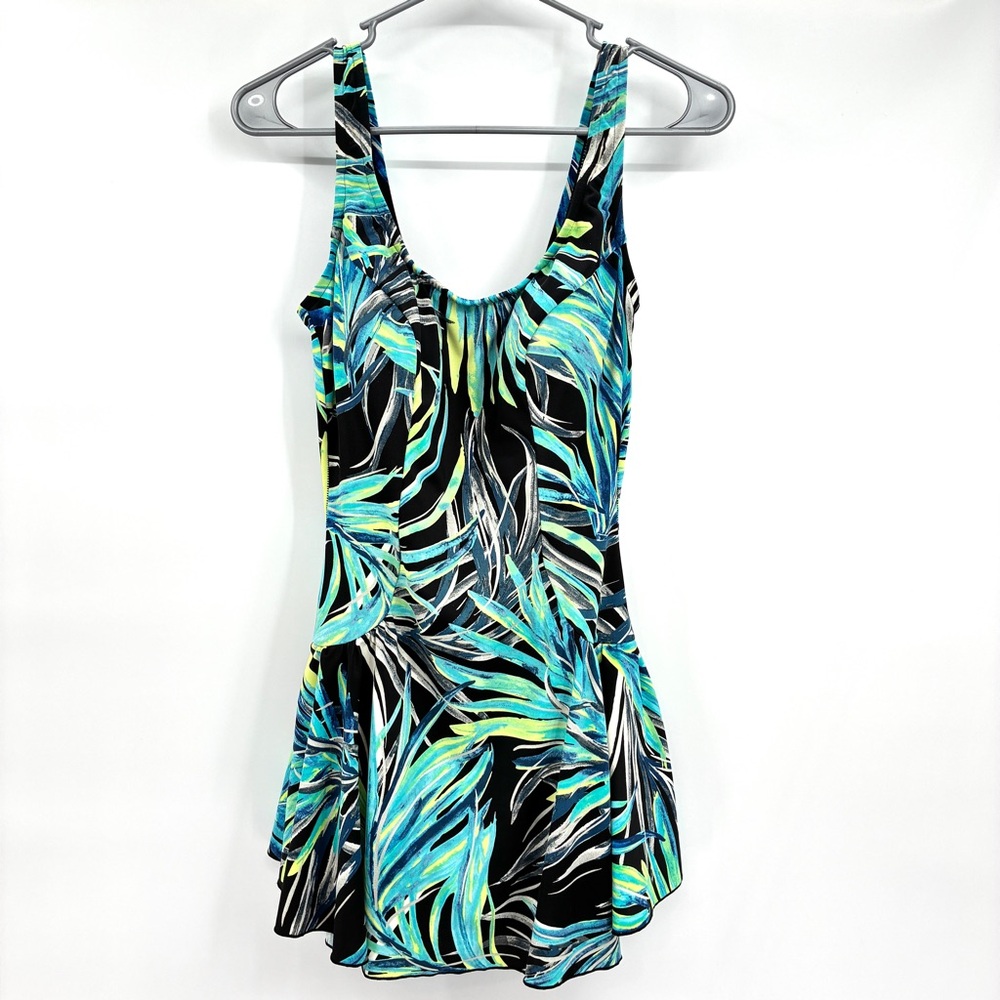 Rose Marie Reid Tropical Pinup Style Skirted Swim Dress One Piece Swimsuit 12
